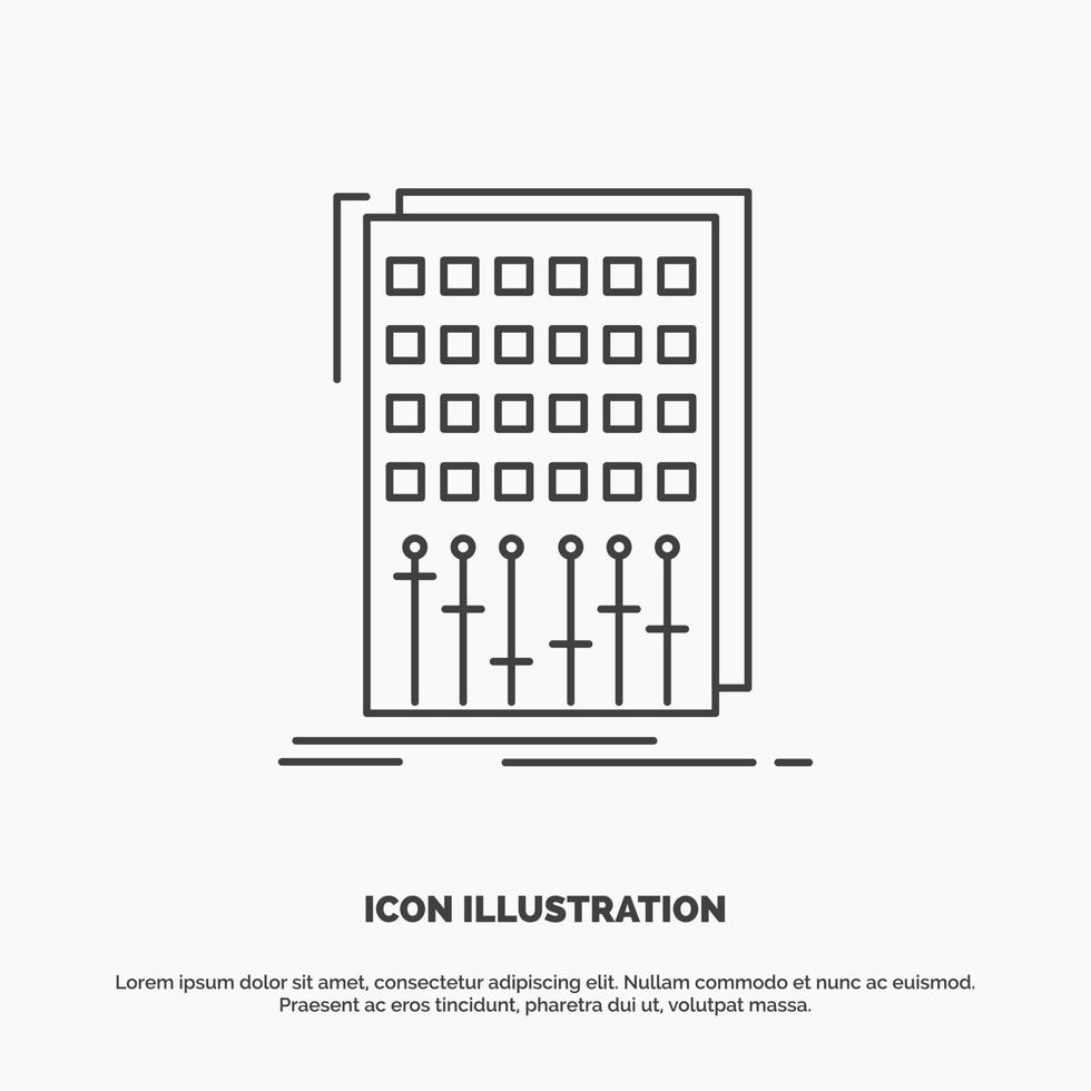 Audio. control. mix. mixer. studio Icon. Line vector gray symbol for UI and UX. website or mobile application