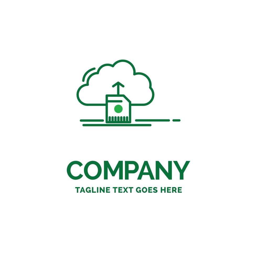 cloud. upload. save. data. computing Flat Business Logo template. Creative Green Brand Name Design. vector