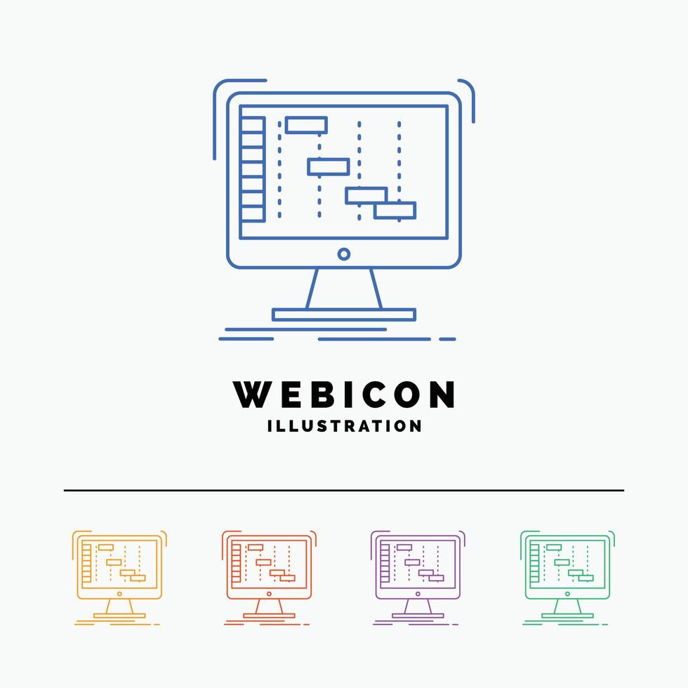 Ableton. application. daw. digital. sequencer 5 Color Line Web Icon Template isolated on white. Vector illustration