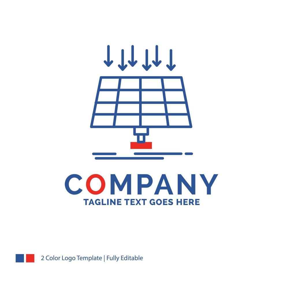 diseño del logotipo del nombre de la empresa para energía solar. panel. energía. tecnología. ciudad inteligente. diseño de marca azul y rojo con lugar para eslogan. plantilla de logotipo creativo abstracto para pequeñas y grandes empresas. vector