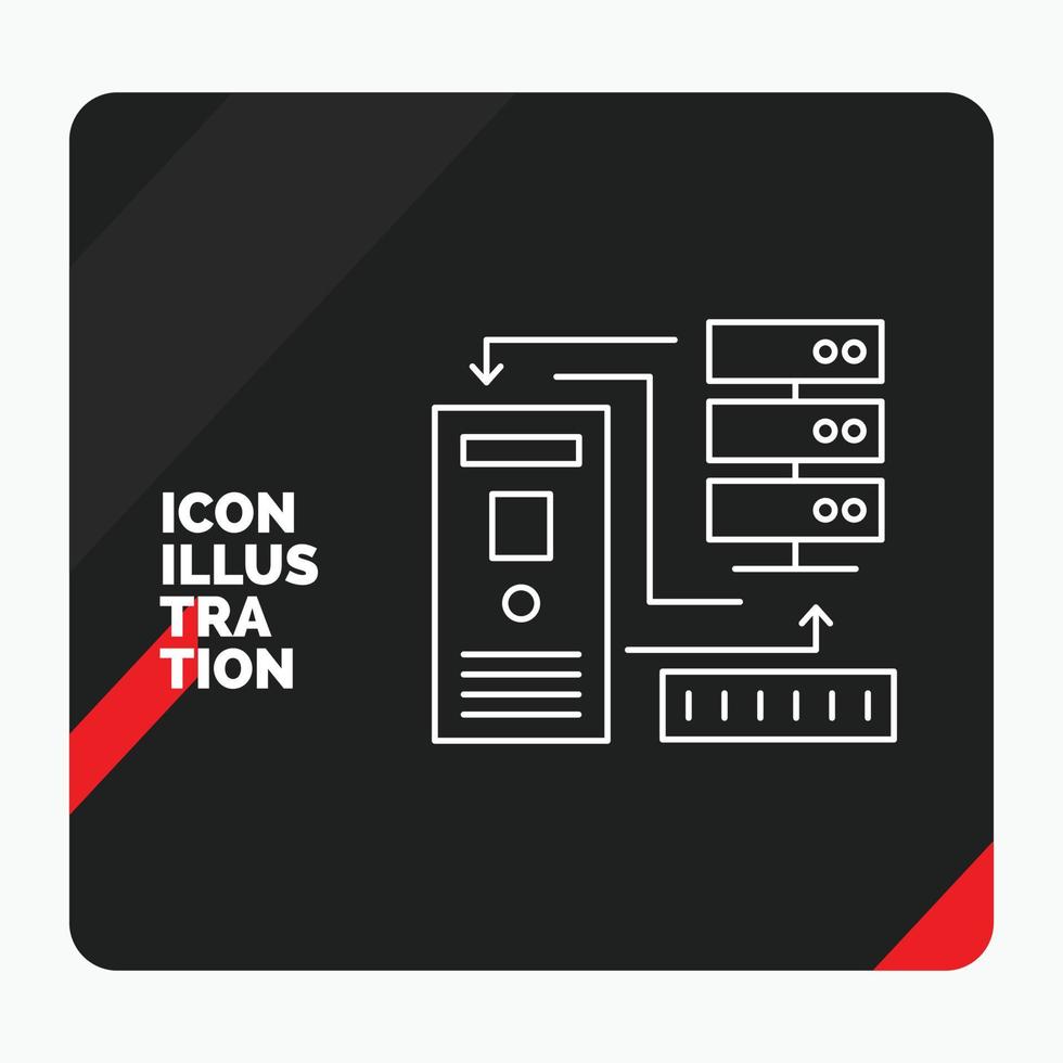 Red and Black Creative presentation Background for Combination. data. database. electronic. information Line Icon vector