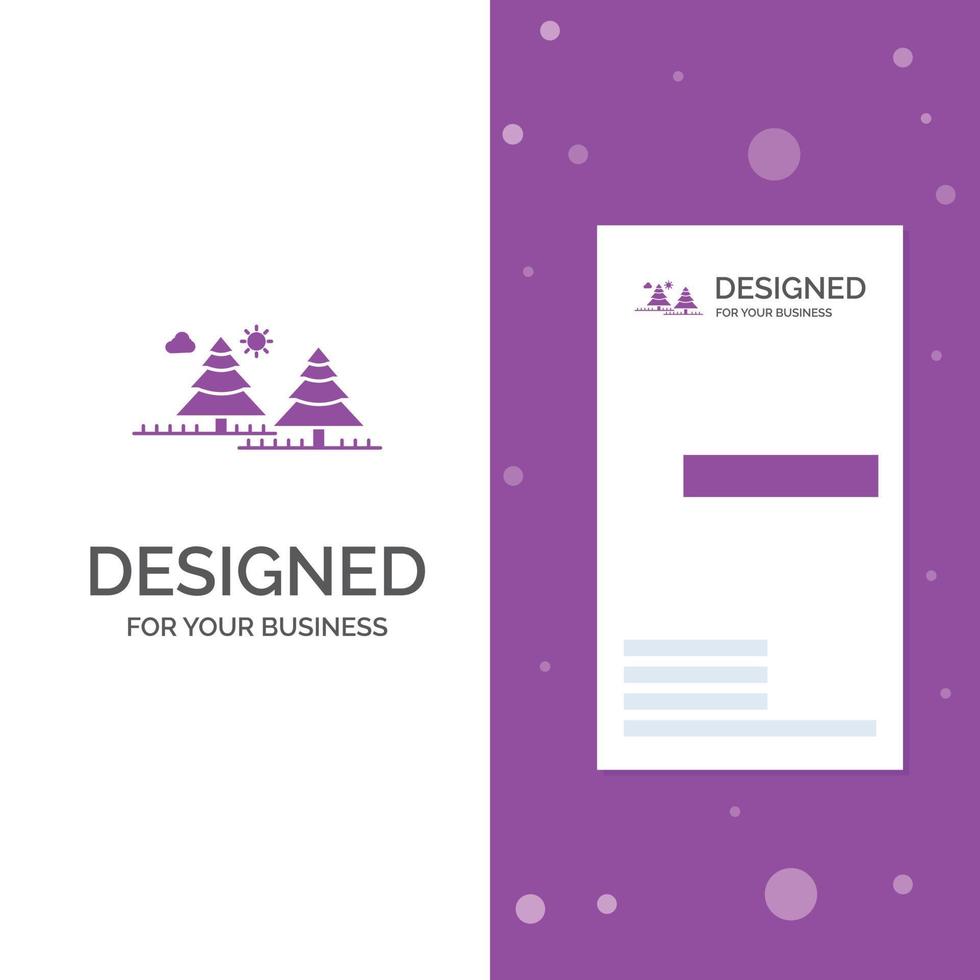 Business Logo for forest. camping. jungle. tree. pines. Vertical Purple Business .Visiting Card template. Creative background vector illustration