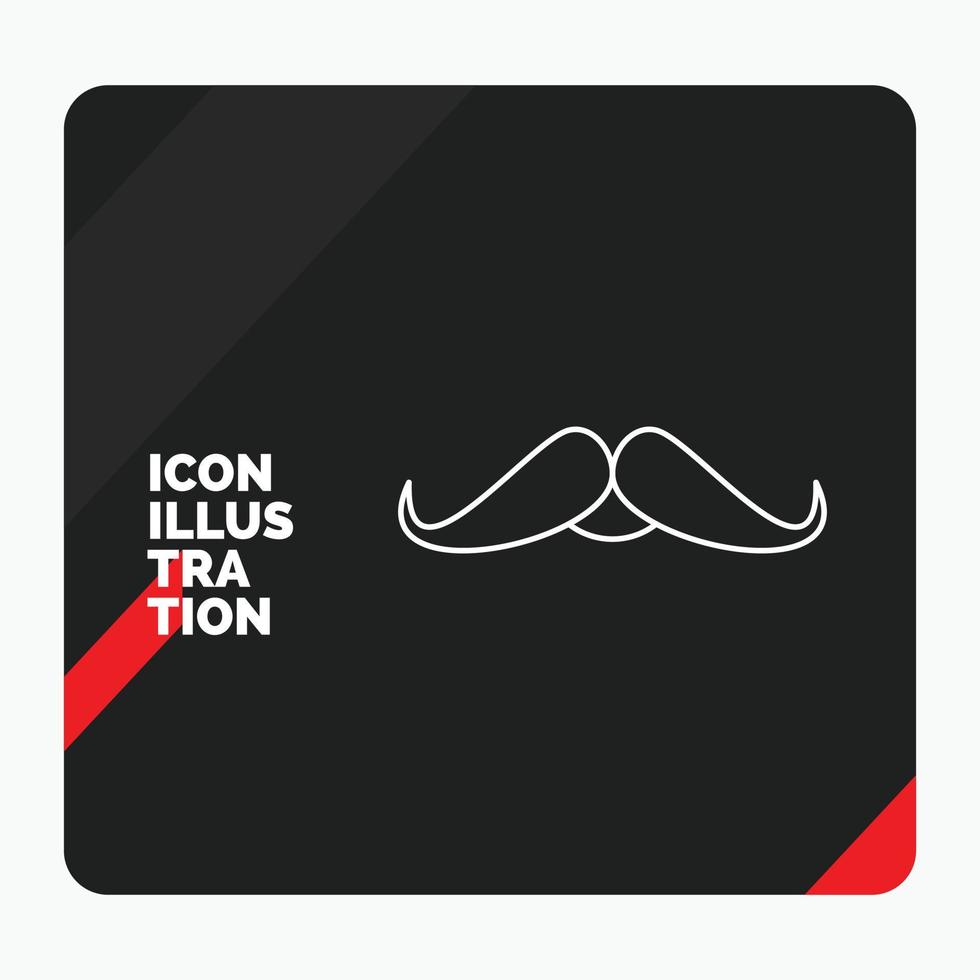 Red and Black Creative presentation Background for moustache. Hipster. movember. male. men Line Icon vector