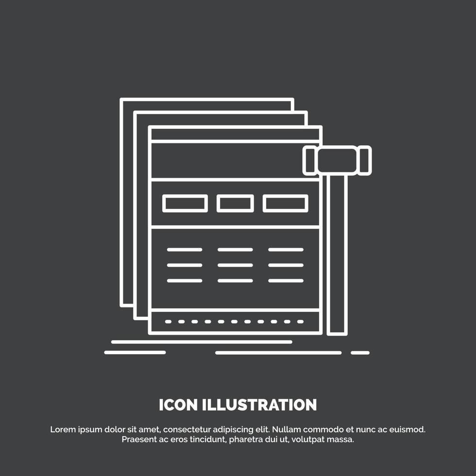 Internet. page. web. webpage. wireframe Icon. Line vector symbol for UI and UX. website or mobile application