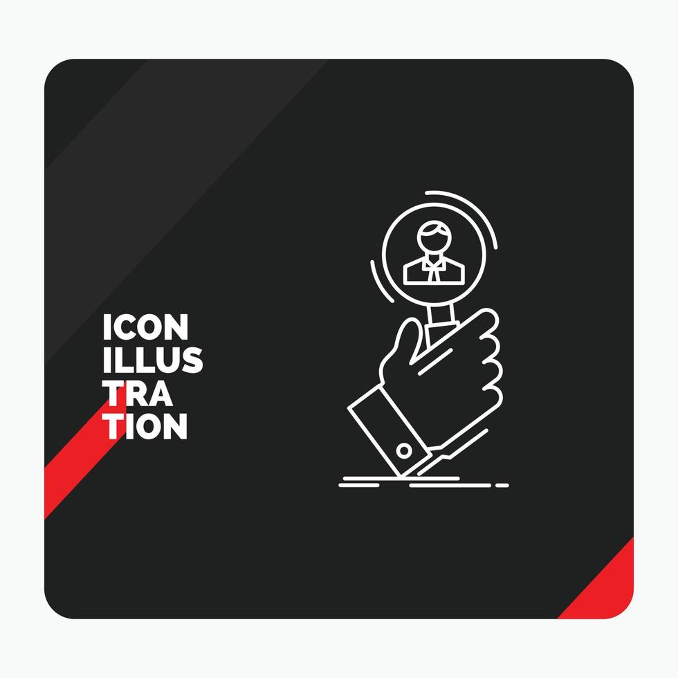 Red and Black Creative presentation Background for recruitment. search. find. human resource. people Line Icon vector
