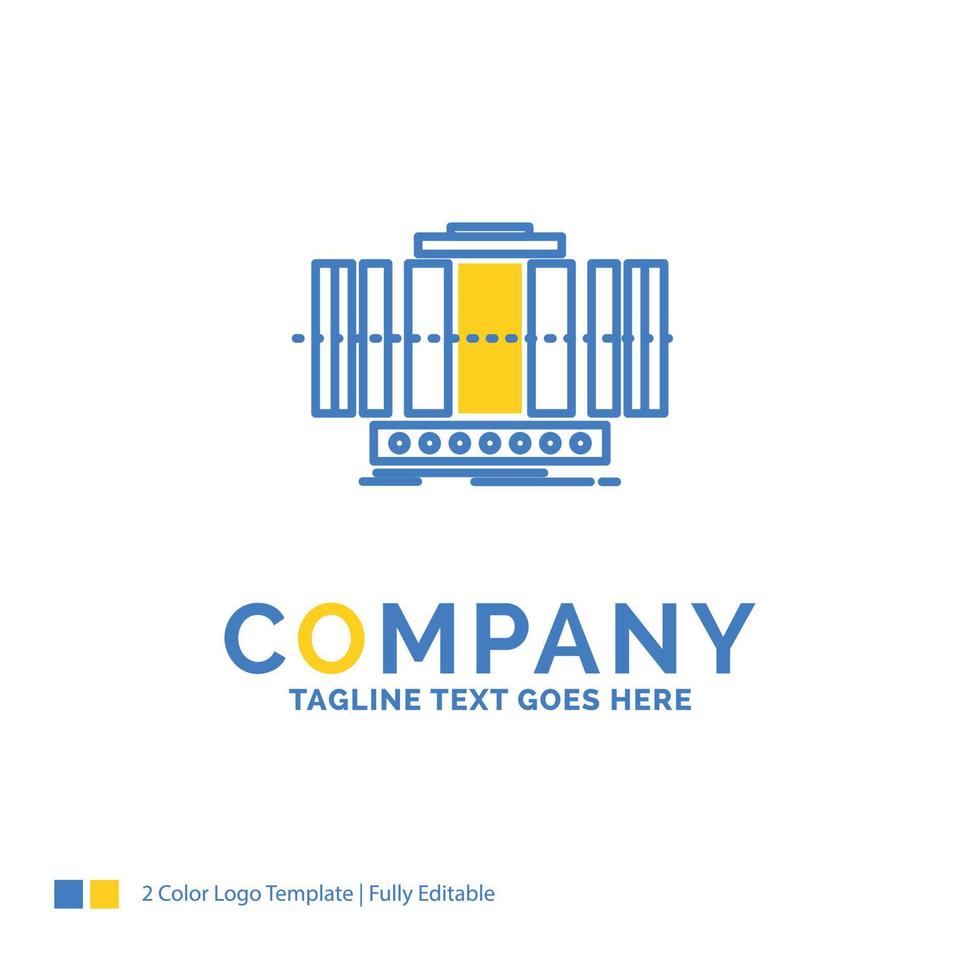 Turbine. Vertical. axis. wind. technology Blue Yellow Business Logo template. Creative Design Template Place for Tagline. vector