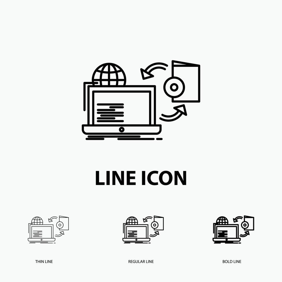 Disc. online. game. publish. publishing Icon in Thin. Regular and Bold Line Style. Vector illustration