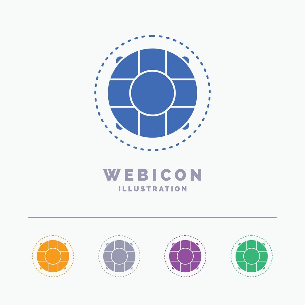 Help. life. lifebuoy. lifesaver. preserver 5 Color Glyph Web Icon Template isolated on white. Vector illustration