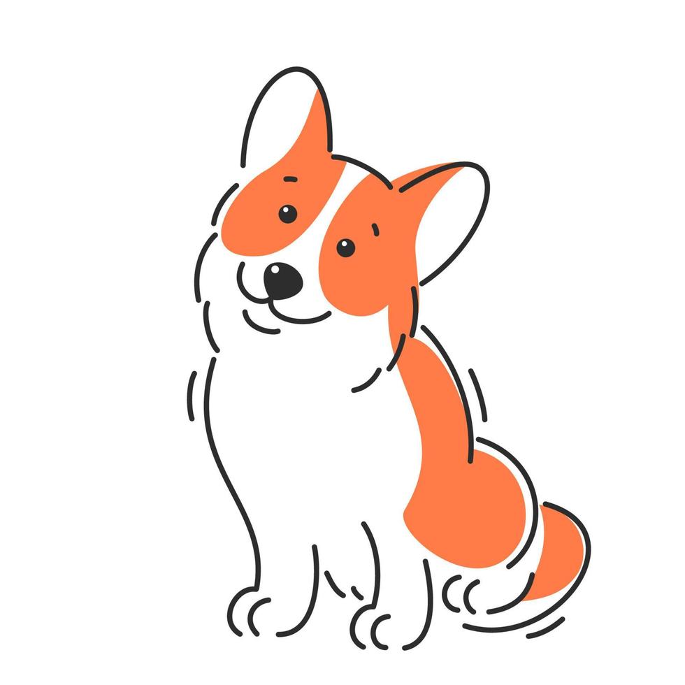 perro corgi ilustración vectorial de dibujos animados vector