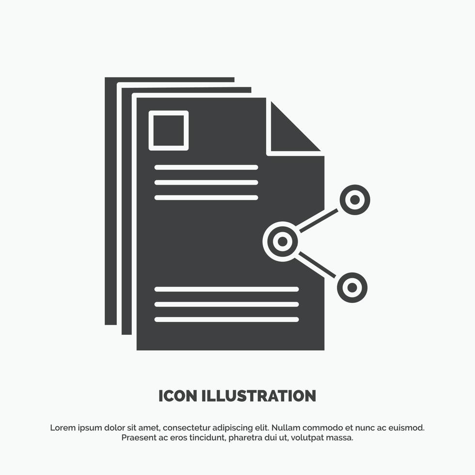 content. files. sharing. share. document Icon. glyph vector gray symbol for UI and UX. website or mobile application