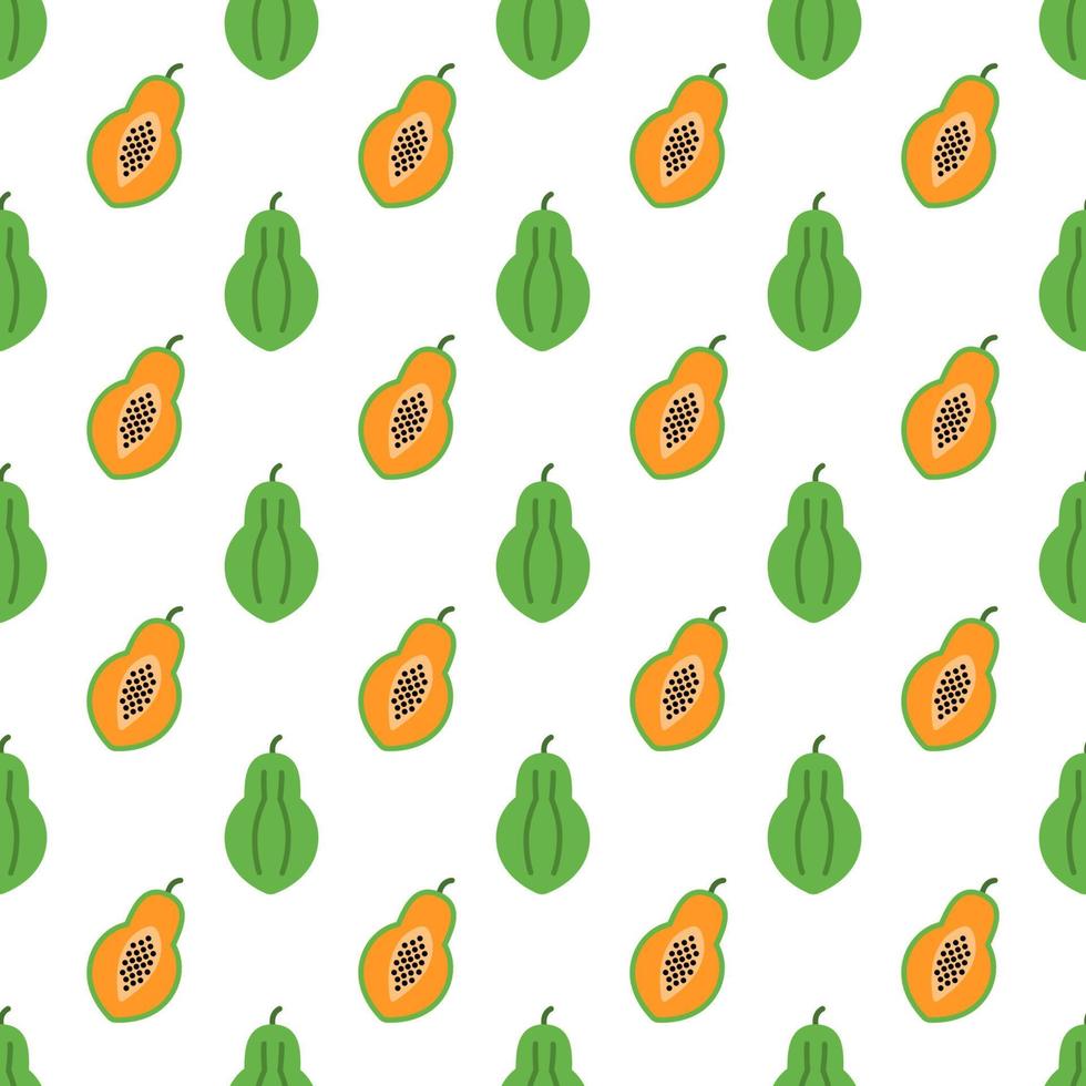 Cartoon papaya seamless pattern background. vector