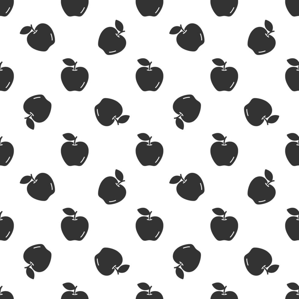 Black apple seamless pattern background. vector