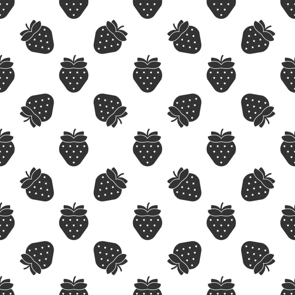 Black strawberry seamless pattern background. vector