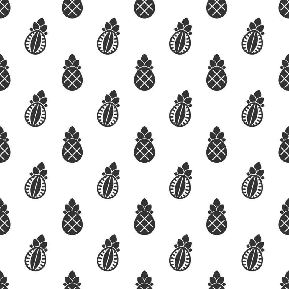 Black pineapple seamless pattern background. vector