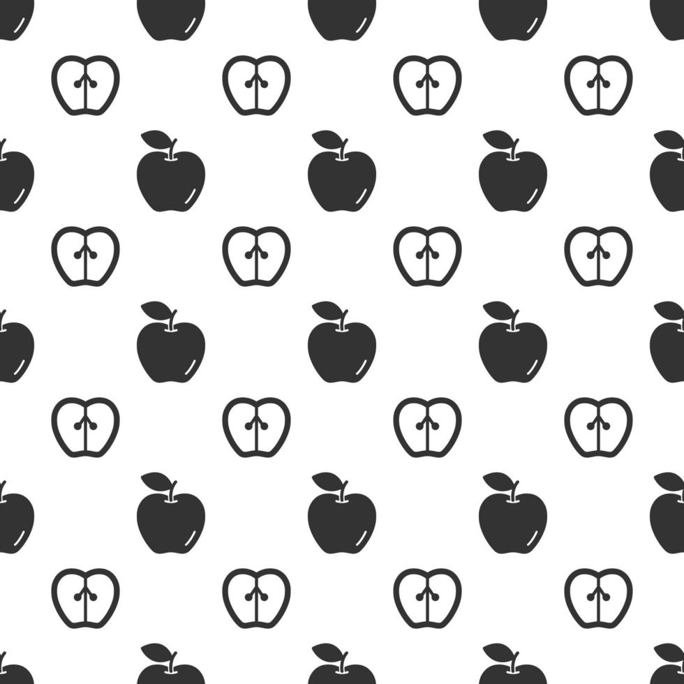 Black apple seamless pattern background. vector