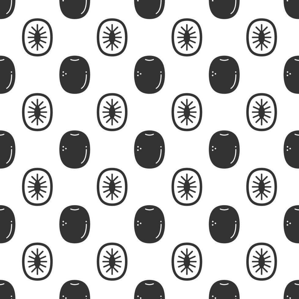 Black kiwi seamless pattern background. vector