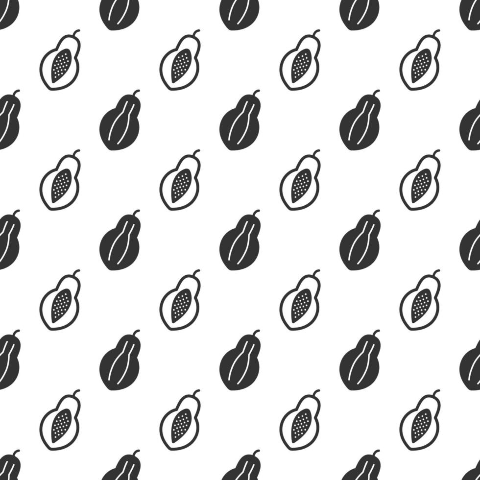 Black papaya seamless pattern background. vector