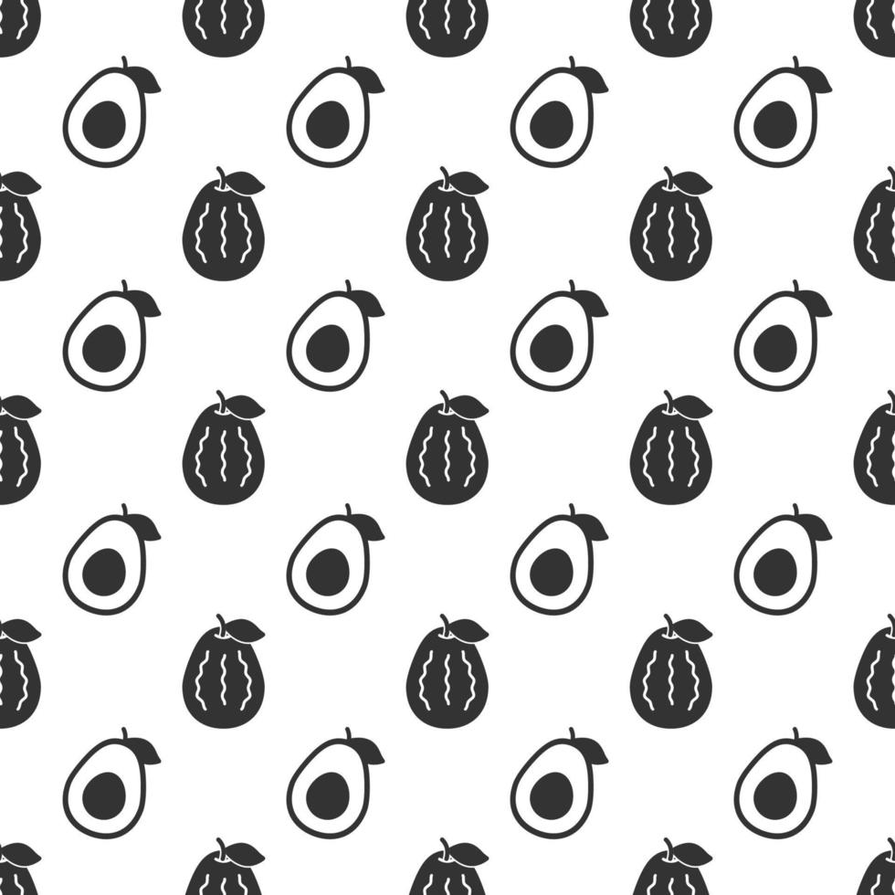 Black avocado seamless pattern background. vector