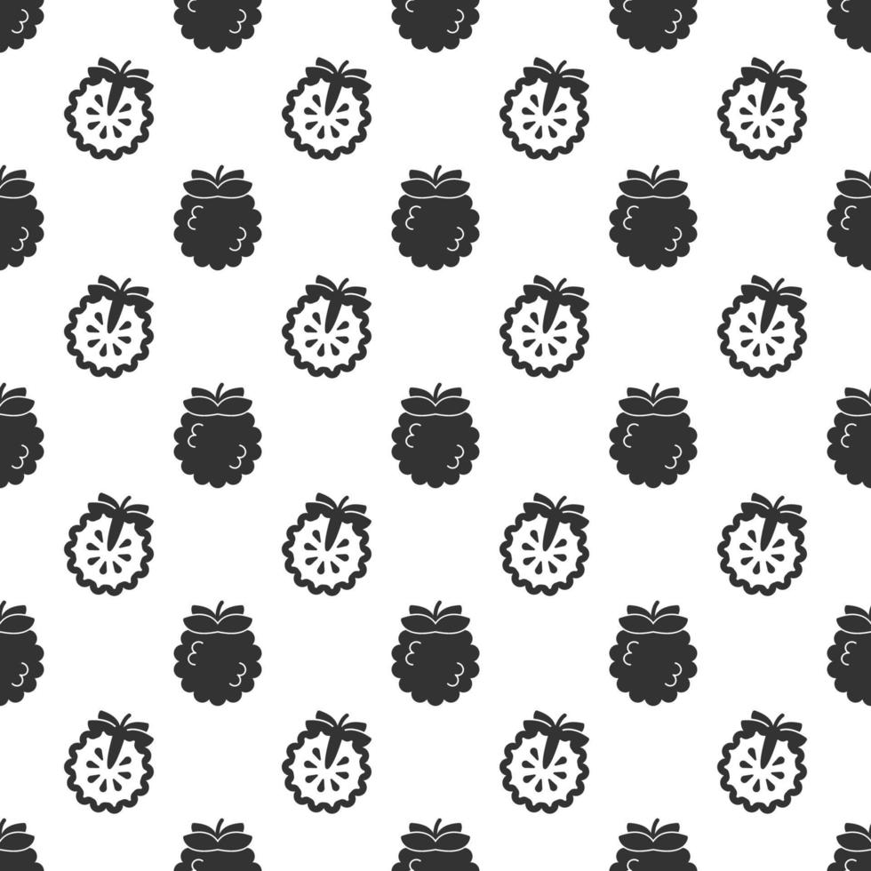 Black custard apple seamless pattern background. vector