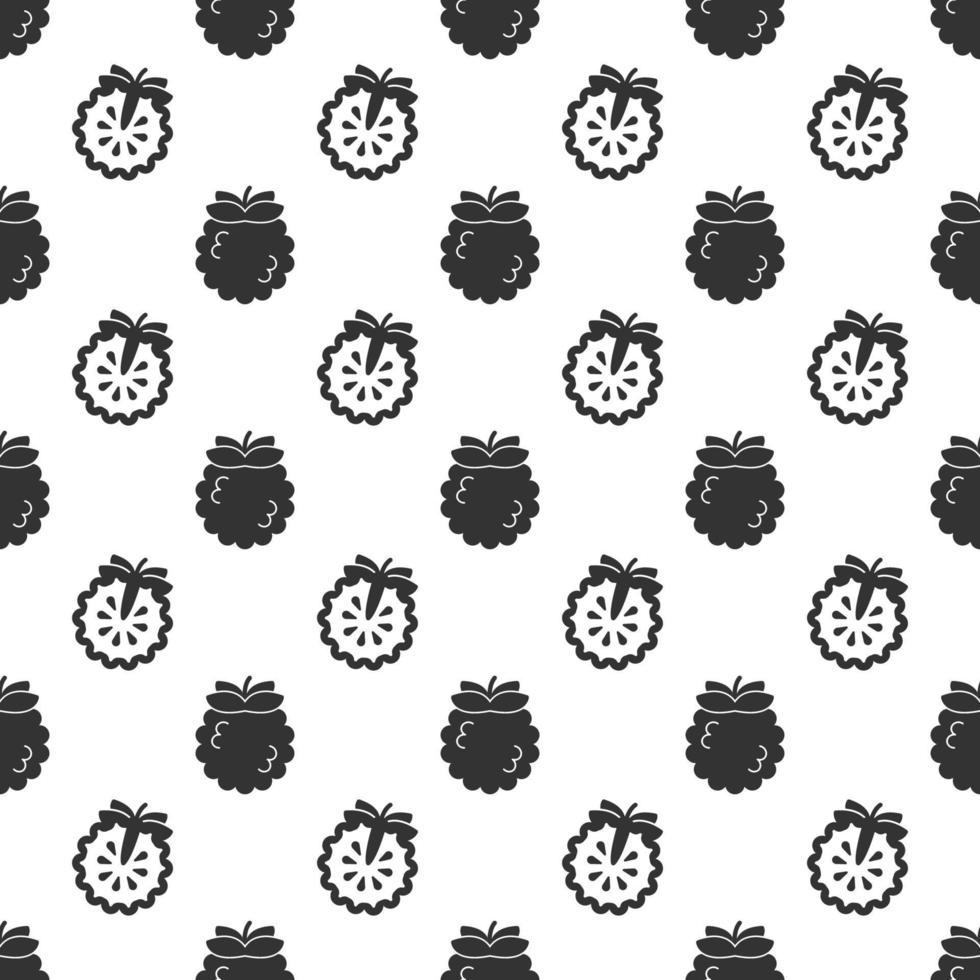 Black custard apple seamless pattern background. vector