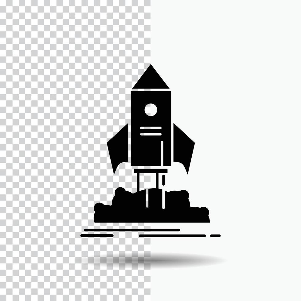 launch. startup. ship. shuttle. mission Glyph Icon on Transparent Background. Black Icon vector