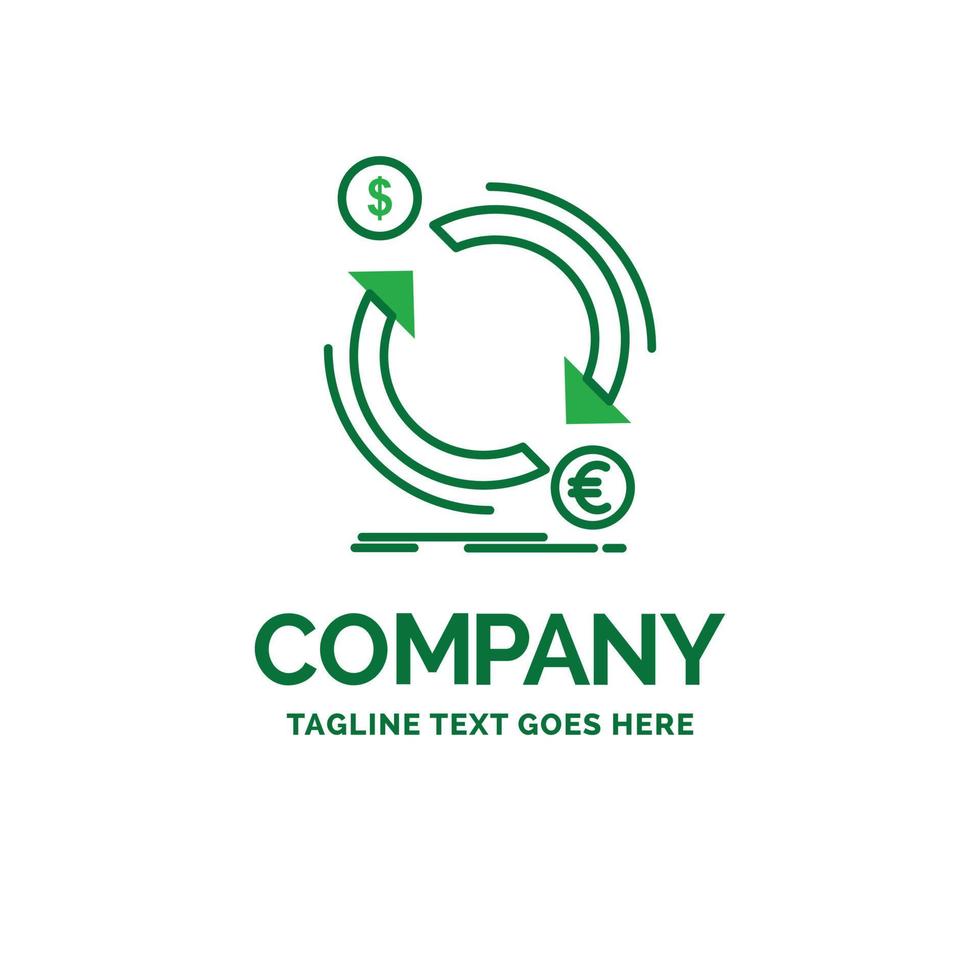 exchange. currency. finance. money. convert Flat Business Logo template. Creative Green Brand Name Design. vector