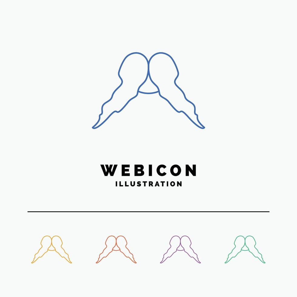 bigote. inconformista. movimiento masculino. plantilla de icono web de línea de color de 5 hombres aislada en blanco. ilustración vectorial vector