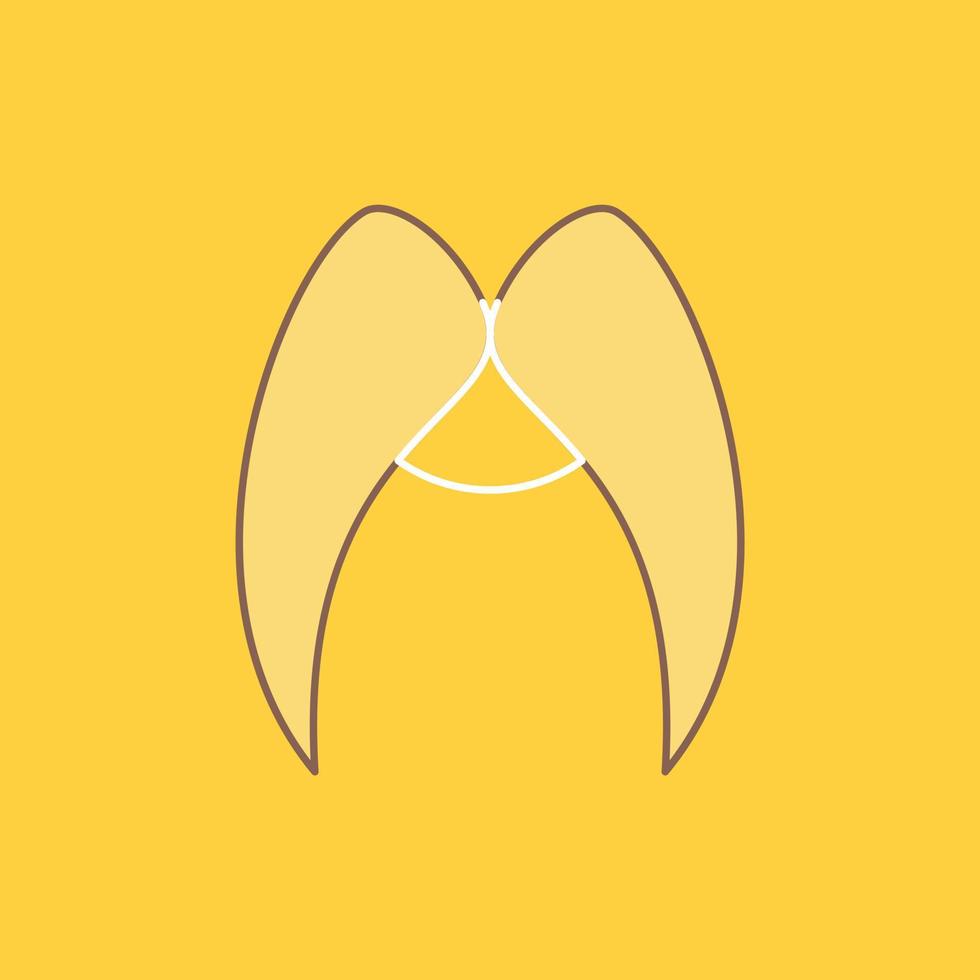 moustache. Hipster. movember. male. men Flat Line Filled Icon. Beautiful Logo button over yellow background for UI and UX. website or mobile application vector