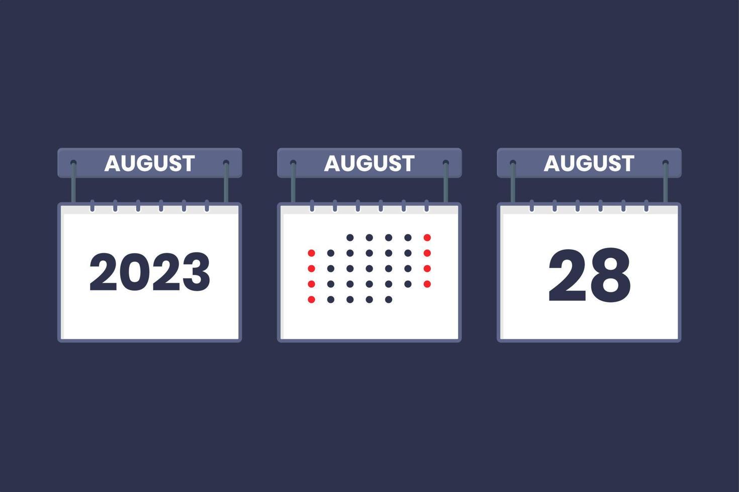 2023 calendar design August 28 icon. 28th August calendar schedule, appointment, important date concept. vector