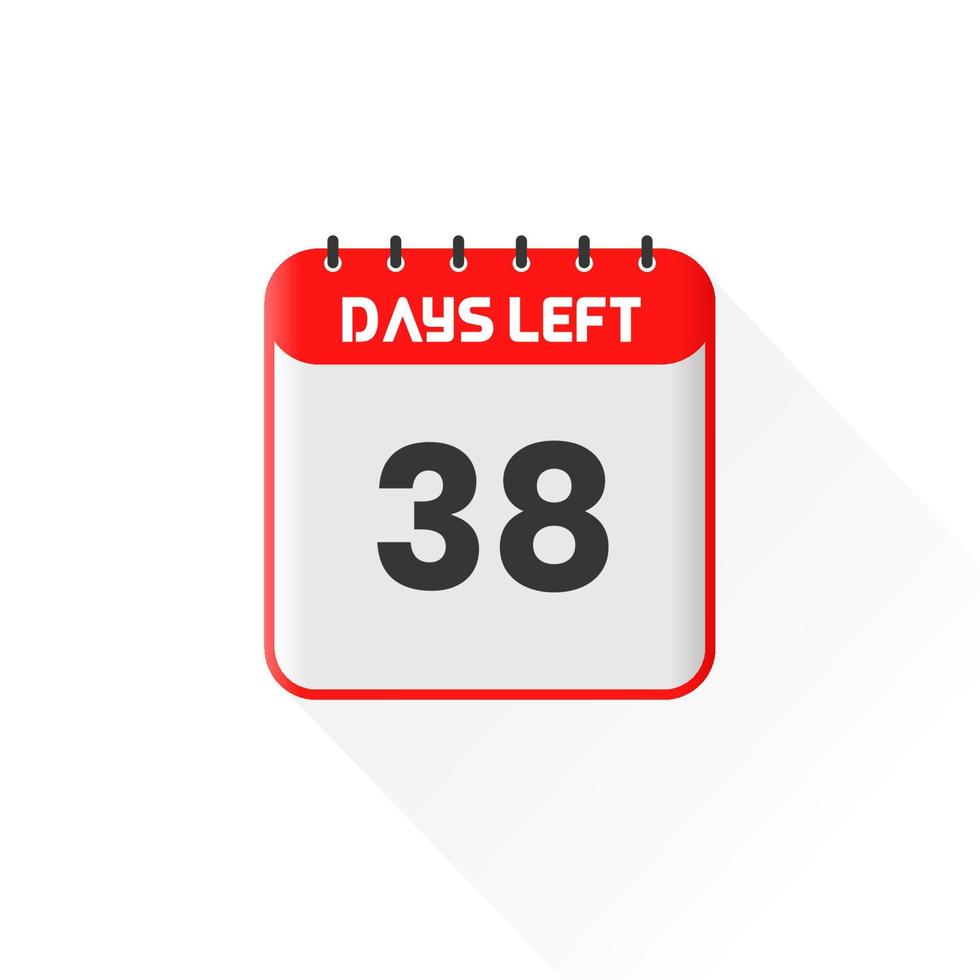 Countdown icon 38 Days Left for sales promotion. Promotional sales banner 38 days left to go vector