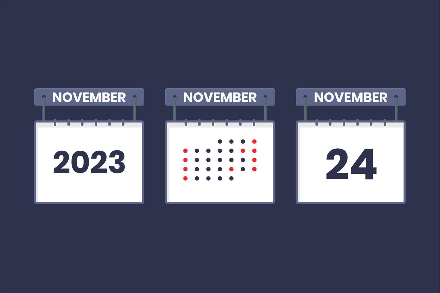 2023 calendar design November 24 icon. 24th November calendar schedule, appointment, important date concept. vector