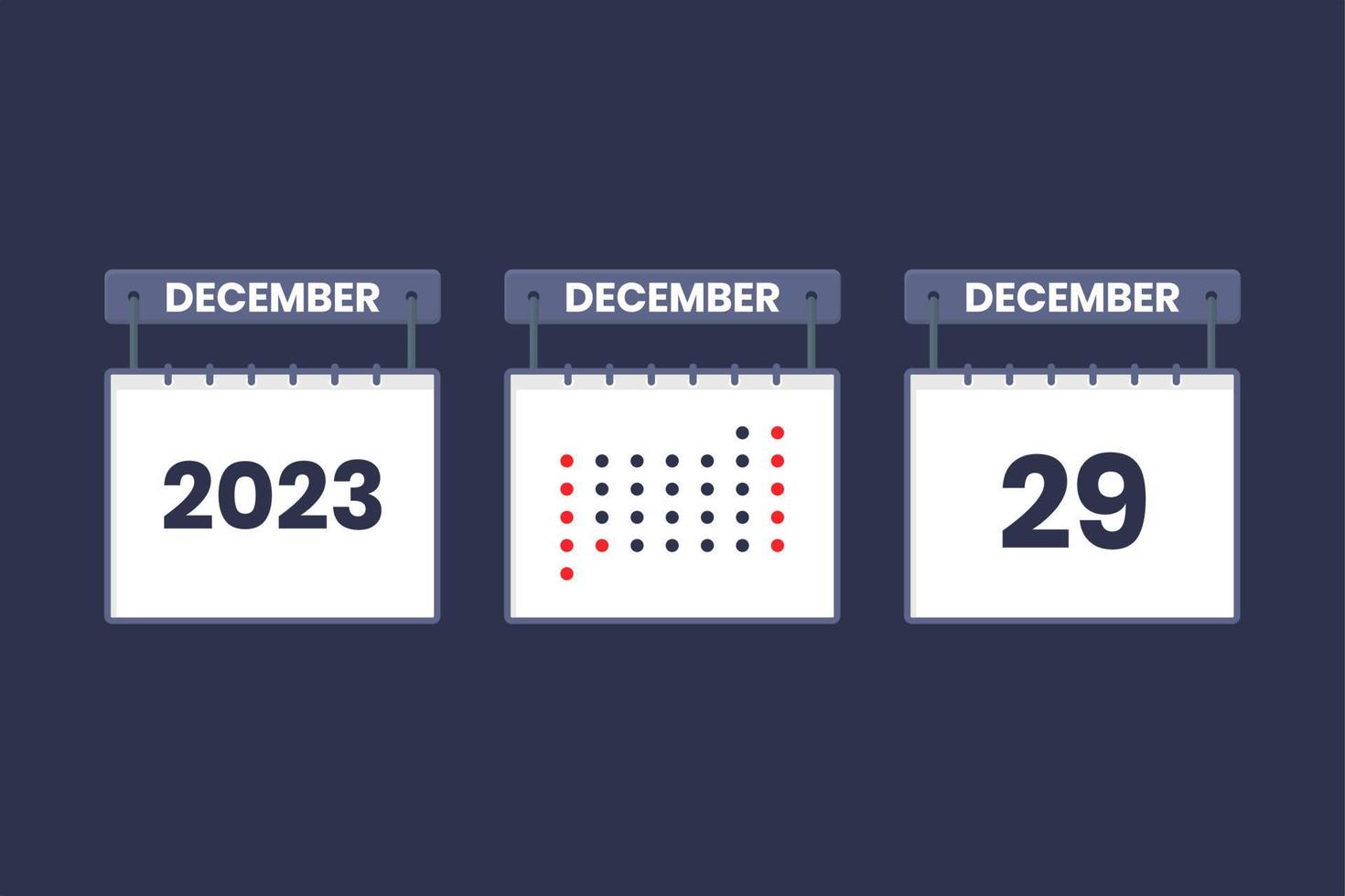 2023 calendar design December 29 icon. 29th December calendar schedule, appointment, important date concept. vector