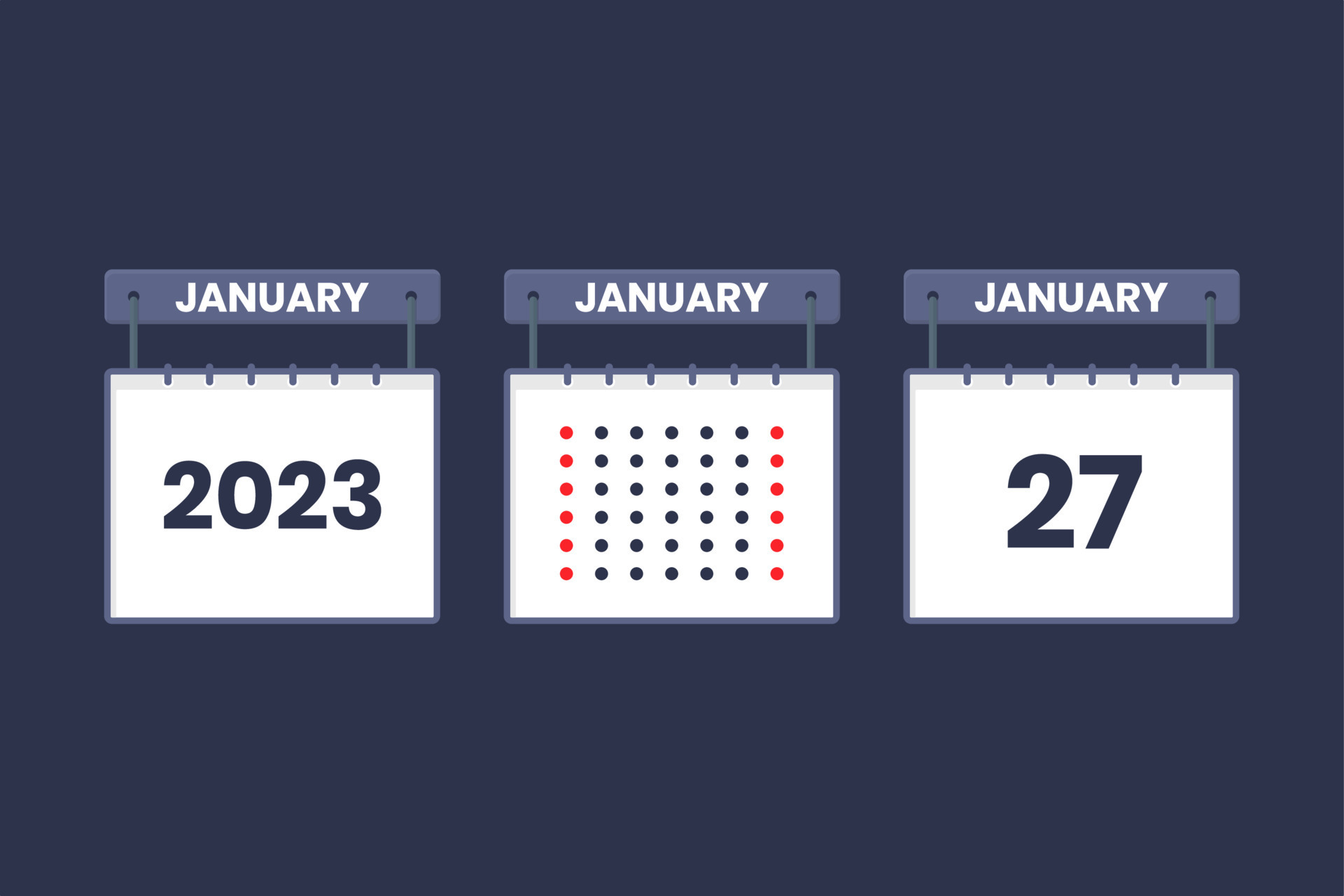 2023 calendar design January 27 icon. 27th January calendar schedule