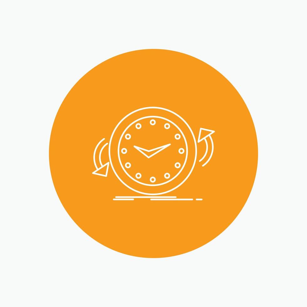 Backup. clock. clockwise. counter. time White Line Icon in Circle background. vector icon illustration
