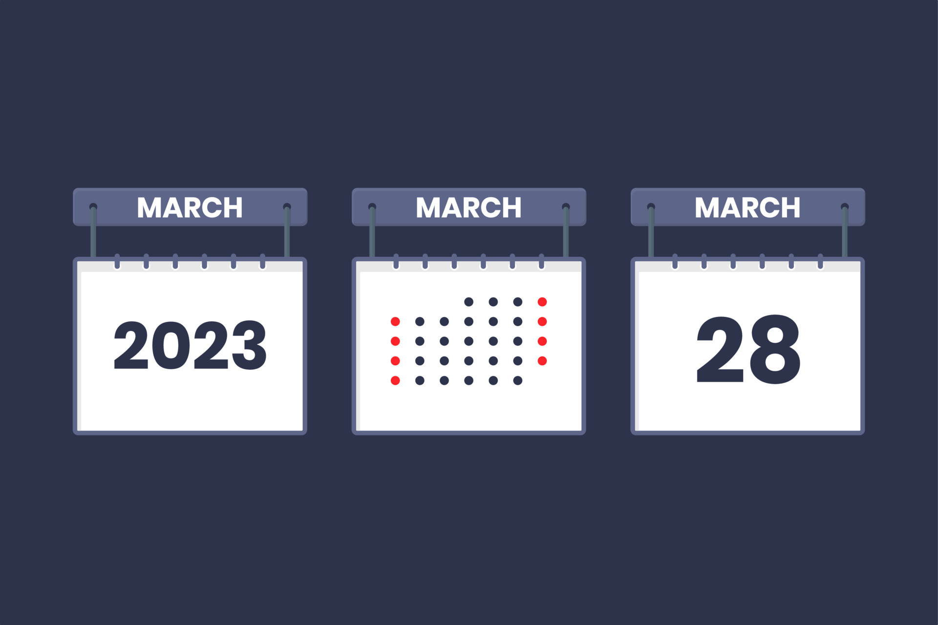 2023 calendar design March 28 icon. 28th March calendar schedule