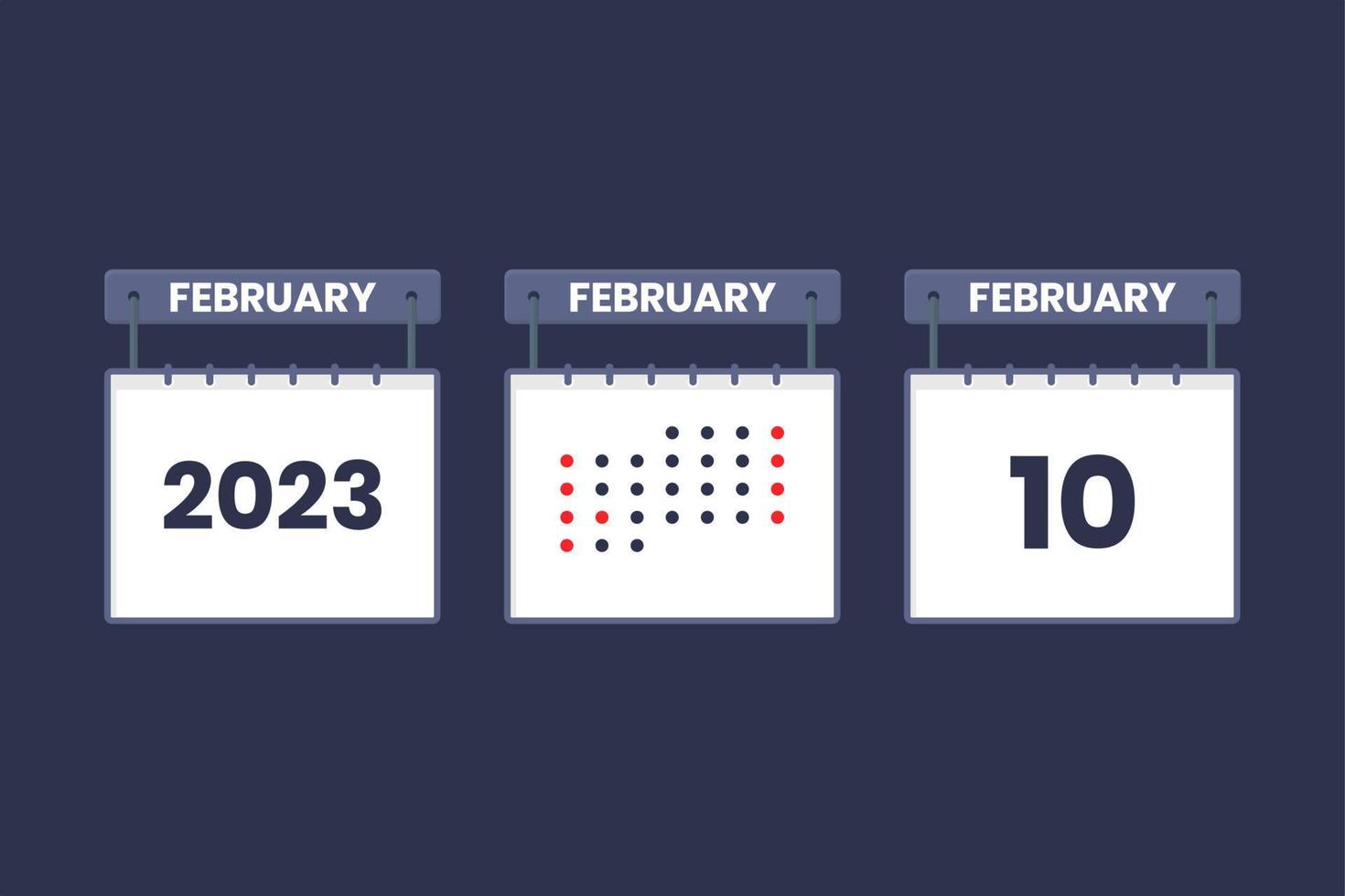 2023 calendar design February 10 icon. 10th February calendar schedule, appointment, important date concept. vector