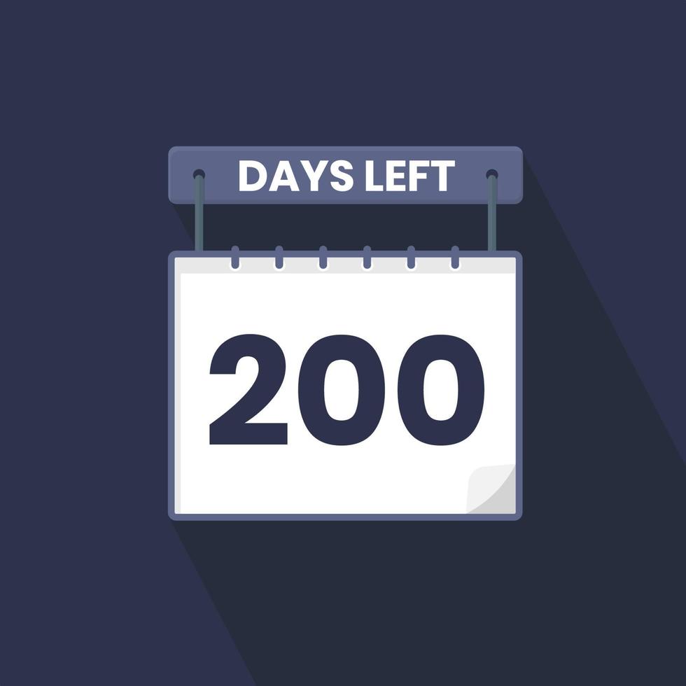 Quedan 200 días de cuenta regresiva para la promoción de ventas. Quedan 200 días para el banner de ventas promocionales. vector