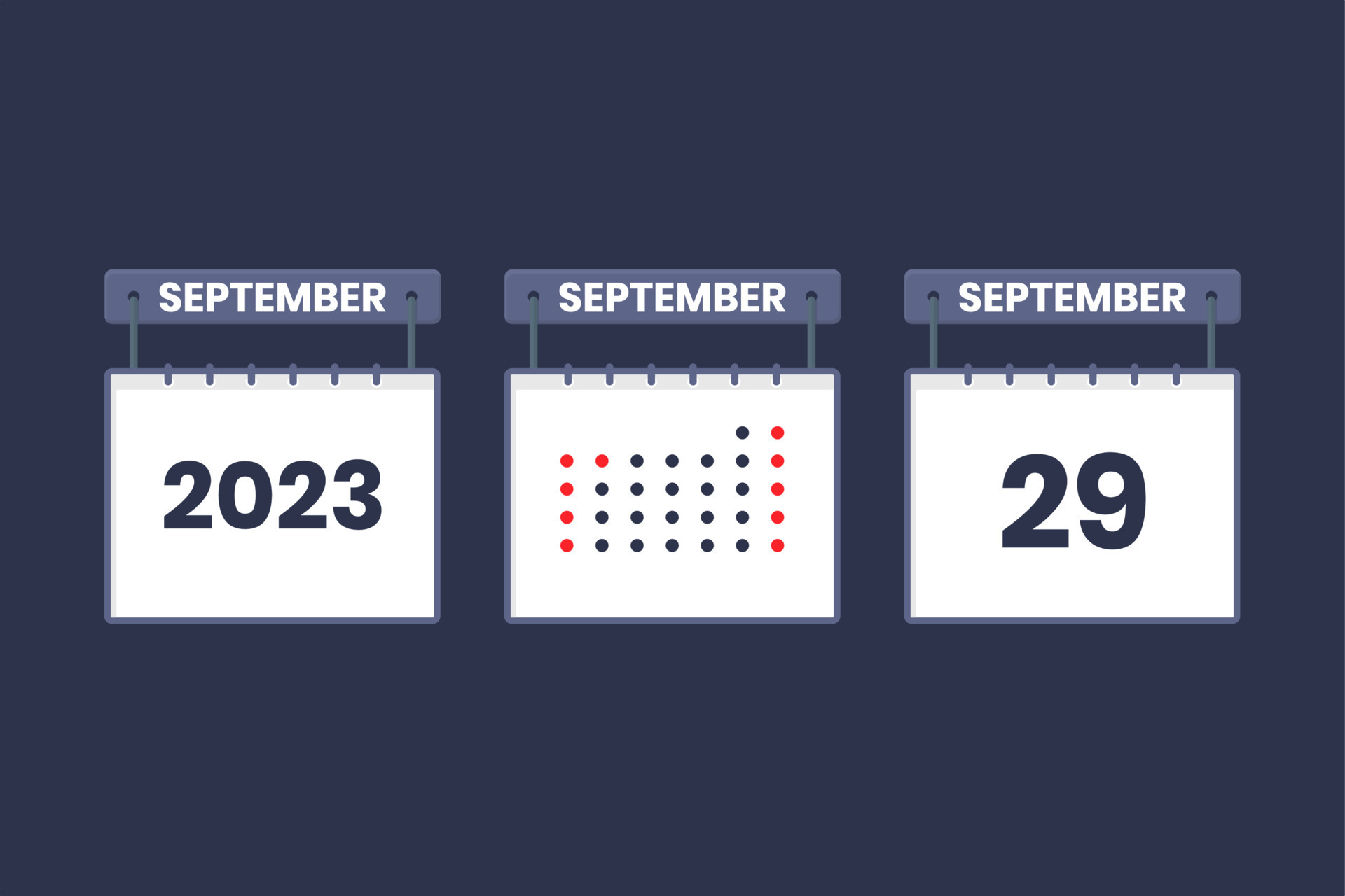 2023 calendar design September 29 icon. 29th September calendar