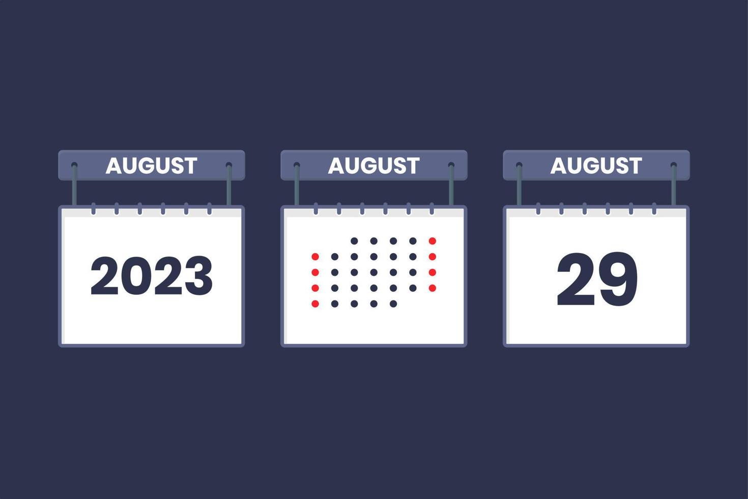 2023 calendar design August 29 icon. 29th August calendar schedule, appointment, important date concept. vector