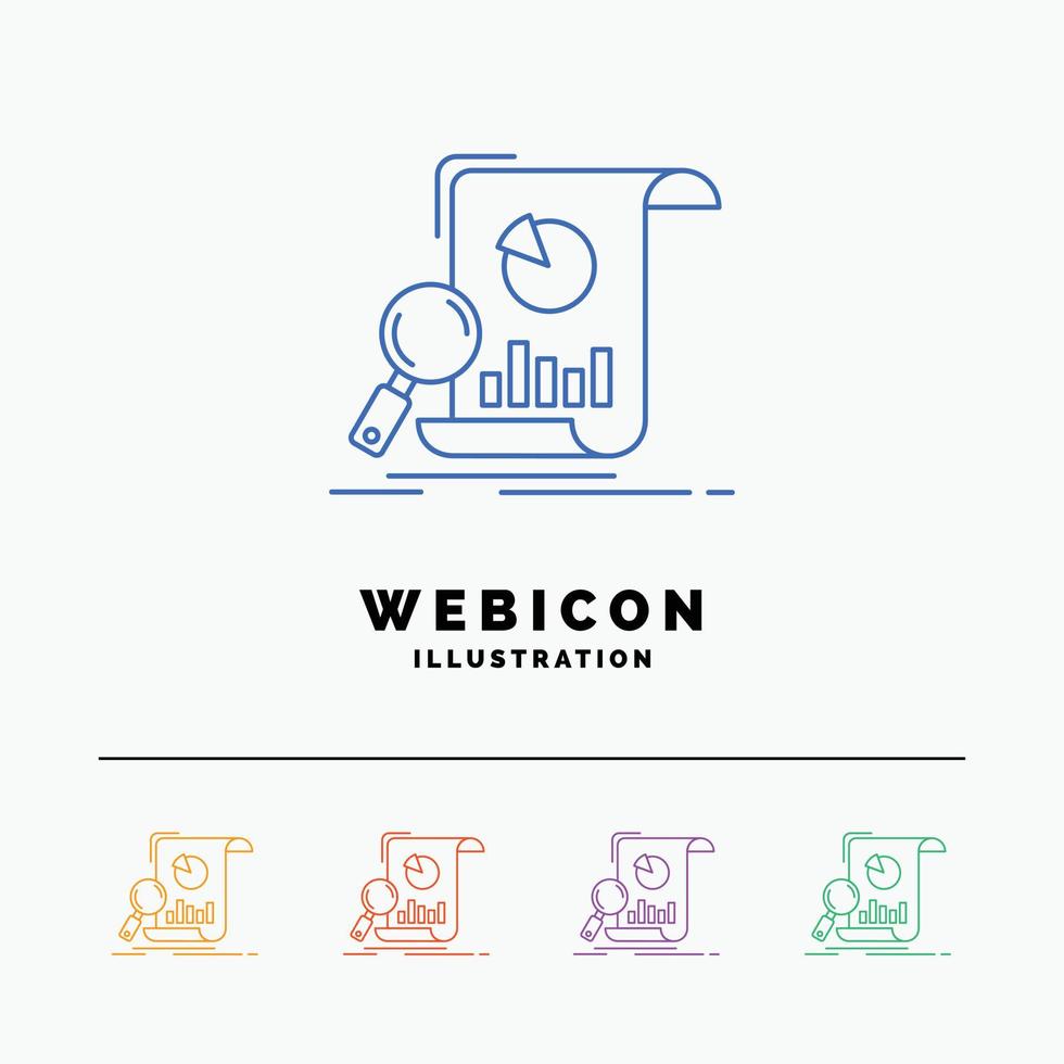 Analysis. analytics. business. financial. research 5 Color Line Web Icon Template isolated on white. Vector illustration