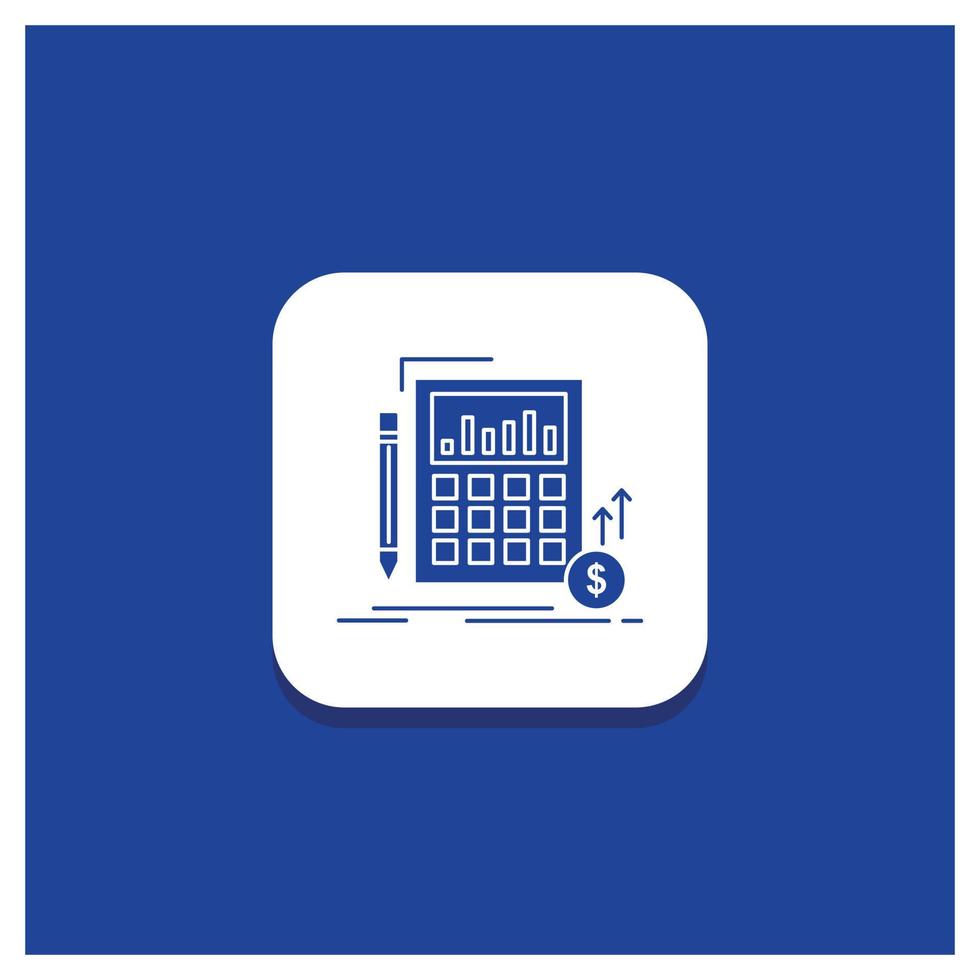 Blue Round Button for Calculation. data. financial. investment. market Glyph icon vector