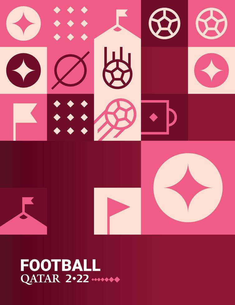 Geometric Poster Football Doha Qatar 2022 Creative. Soccer Web Flyer Template Background vector