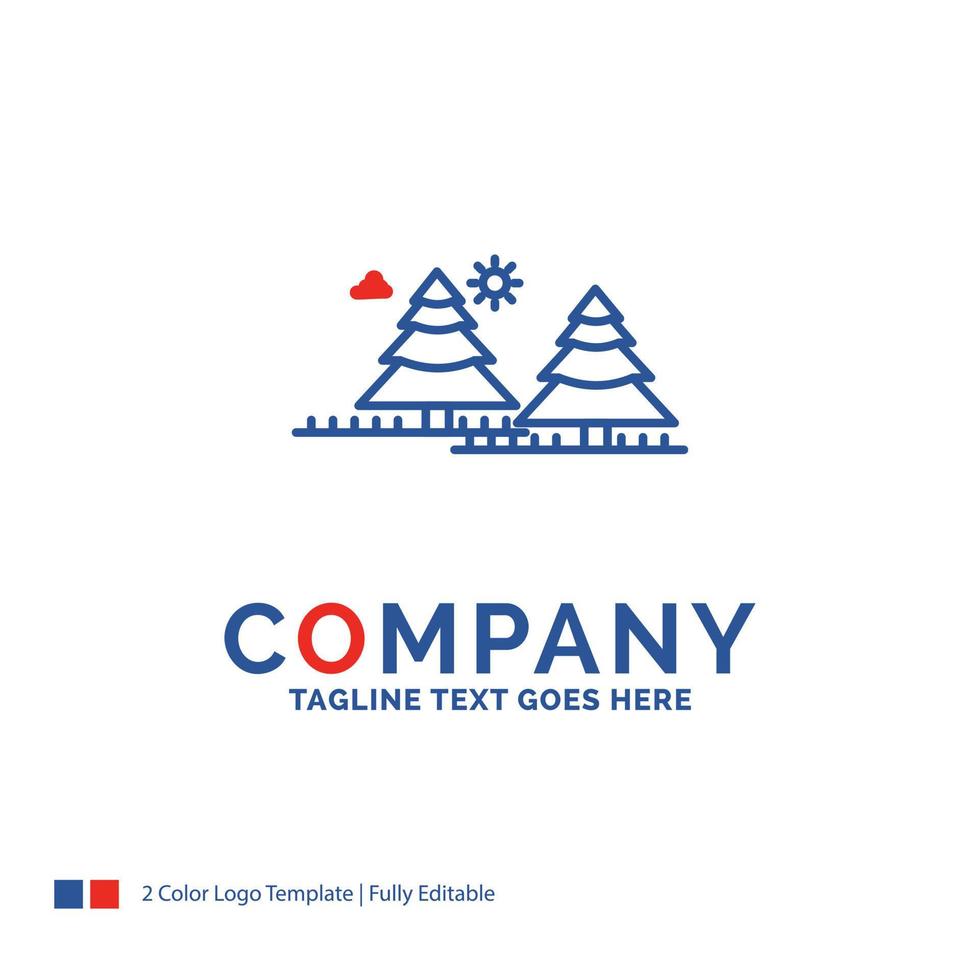 Company Name Logo Design For forest. camping. jungle. tree. pines. Blue and red Brand Name Design with place for Tagline. Abstract Creative Logo template for Small and Large Business. vector