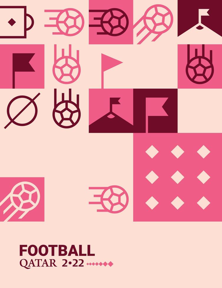 Geometric Poster Football Doha Qatar 2022 Creative. Soccer Web Flyer Template Background vector