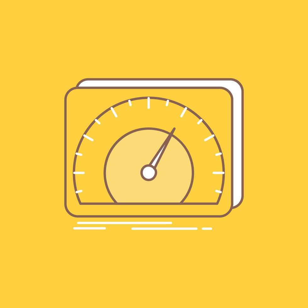 dashboard. device. speed. test. internet Flat Line Filled Icon. Beautiful Logo button over yellow background for UI and UX. website or mobile application vector