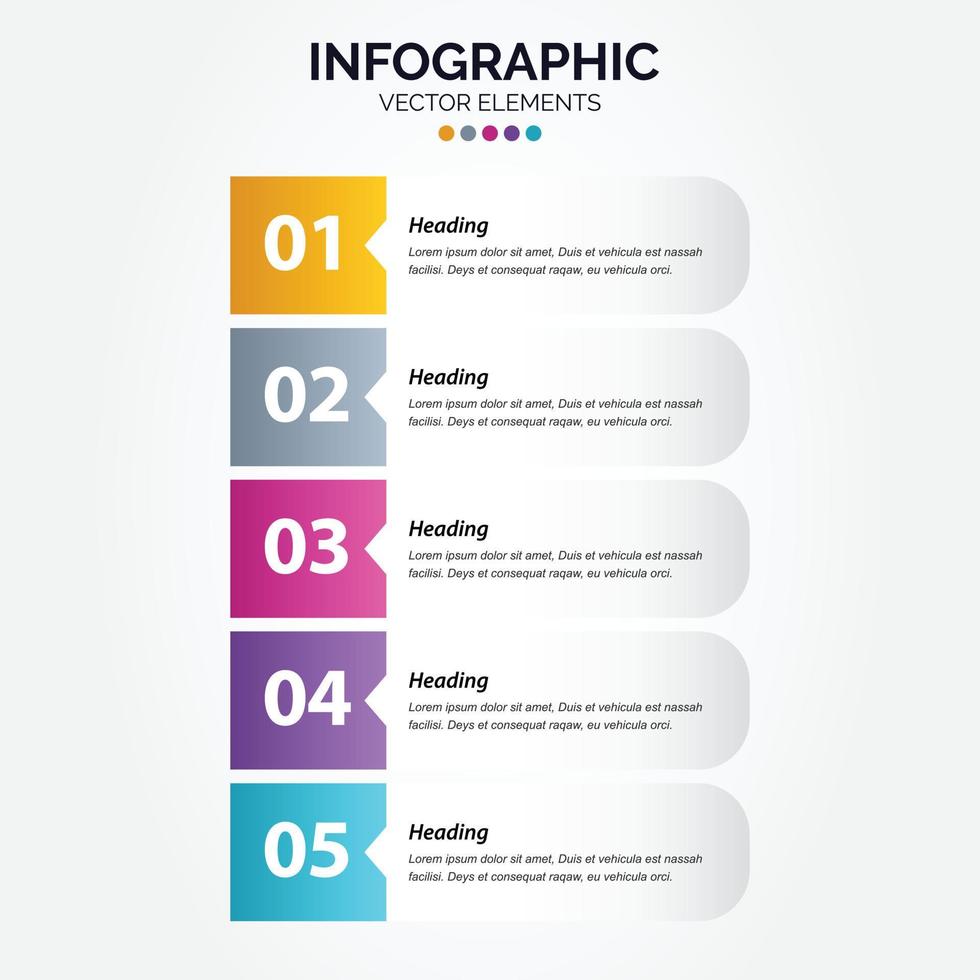 números de plantilla de infografía vertical de negocios 5 opciones o pasos vector