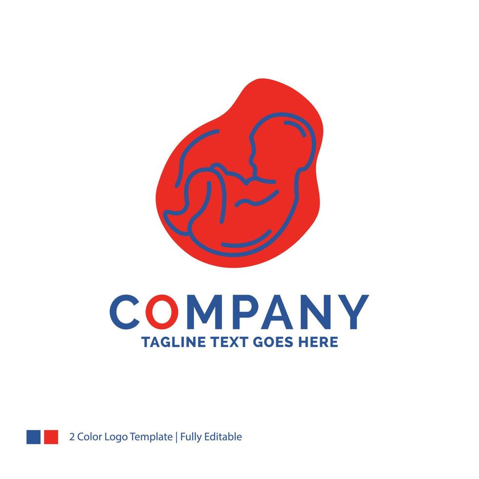 diseño de logotipo de nombre de empresa para bebé. el embarazo. embarazada. obstetricia. feto. diseño de marca azul y rojo con lugar para eslogan. plantilla de logotipo creativo abstracto para pequeñas y grandes empresas. vector