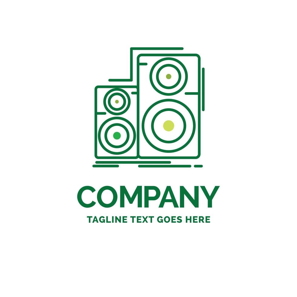 Audio. hifi. monitor. speaker. studio Flat Business Logo template. Creative Green Brand Name Design. vector