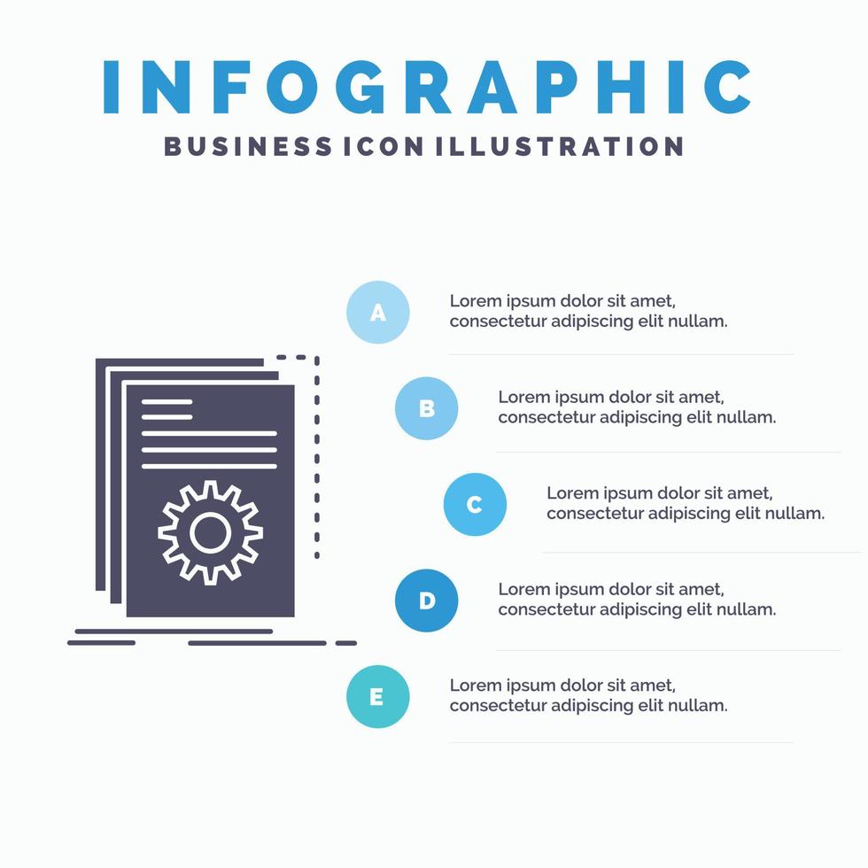 aplicación construir. desarrollador. programa. plantilla de infografía de guión para sitio web y presentación. icono de glifo gris con ilustración de vector de estilo infográfico azul.