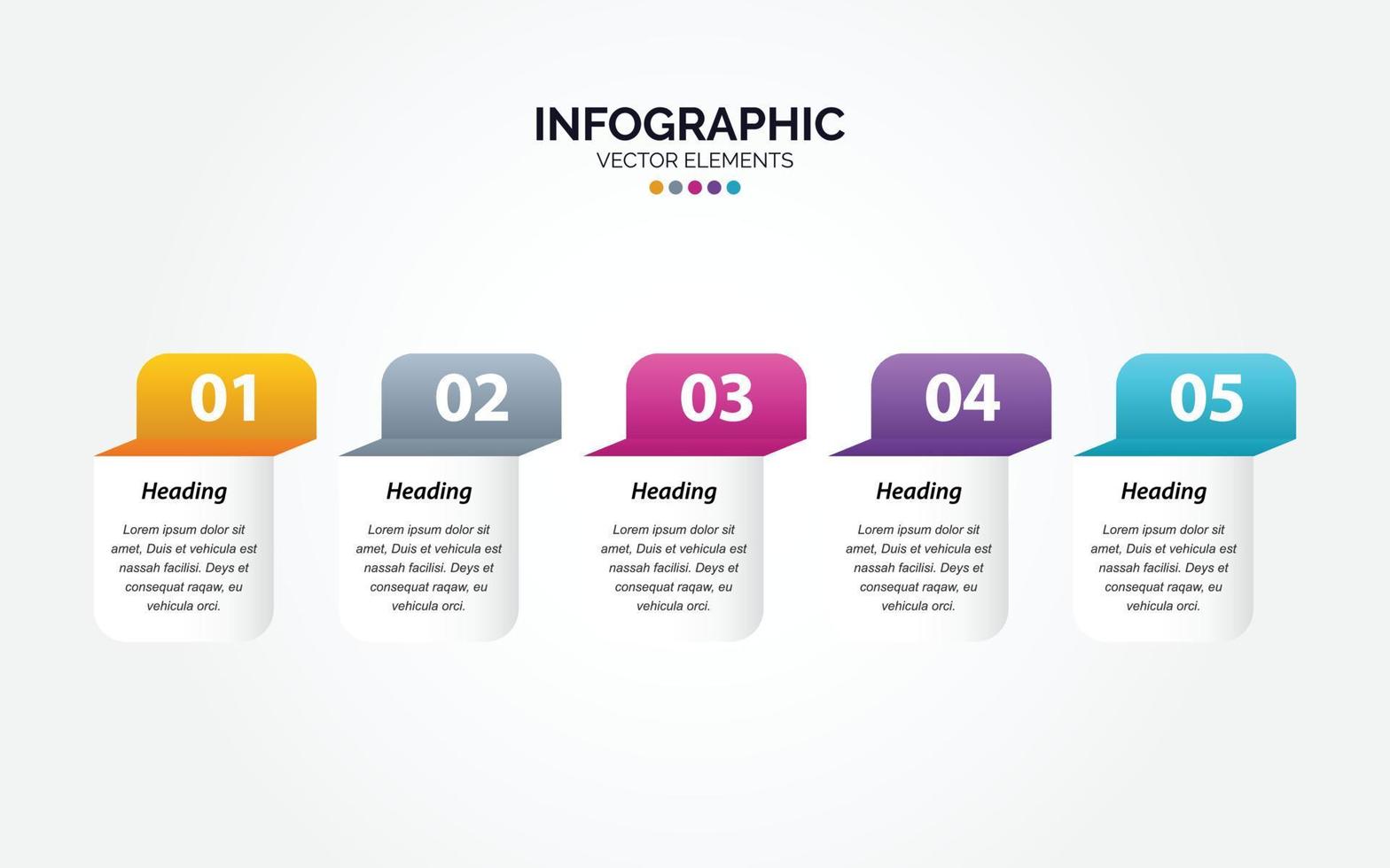 Business timeline chart template Horizontal Infographic 5 steps vector illustration